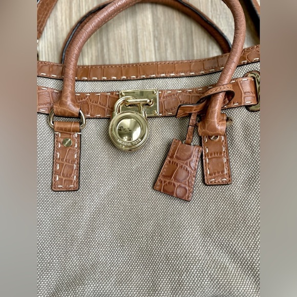 MICHAEL KORS STUDIO HAMILTON LARGE HEMP CANVAS SATCHEL - Picture 4 of 6